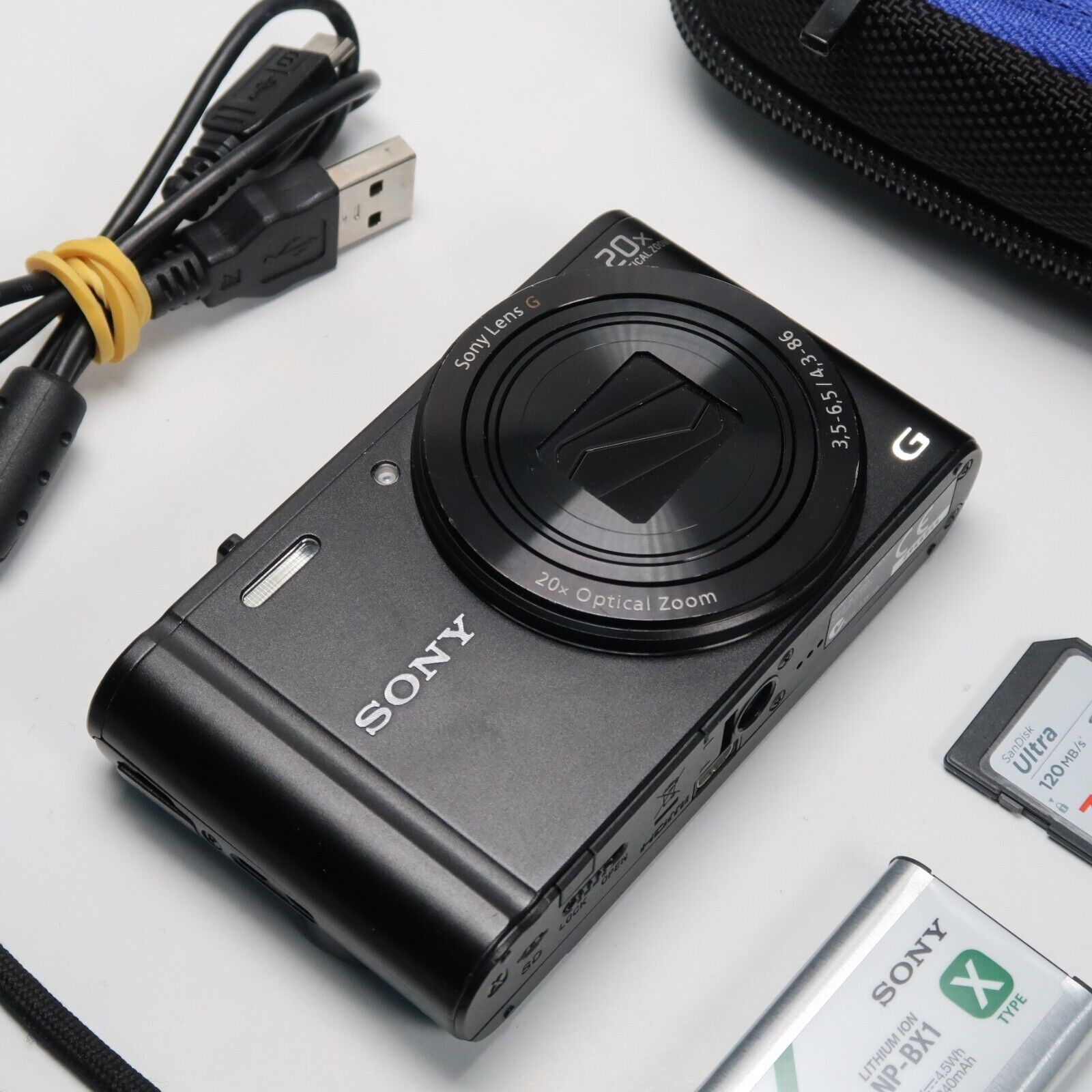 Sony Cyber-Shot DSC-WX300 18.2MP Digital Camera Black with Case and 32GB SD Card