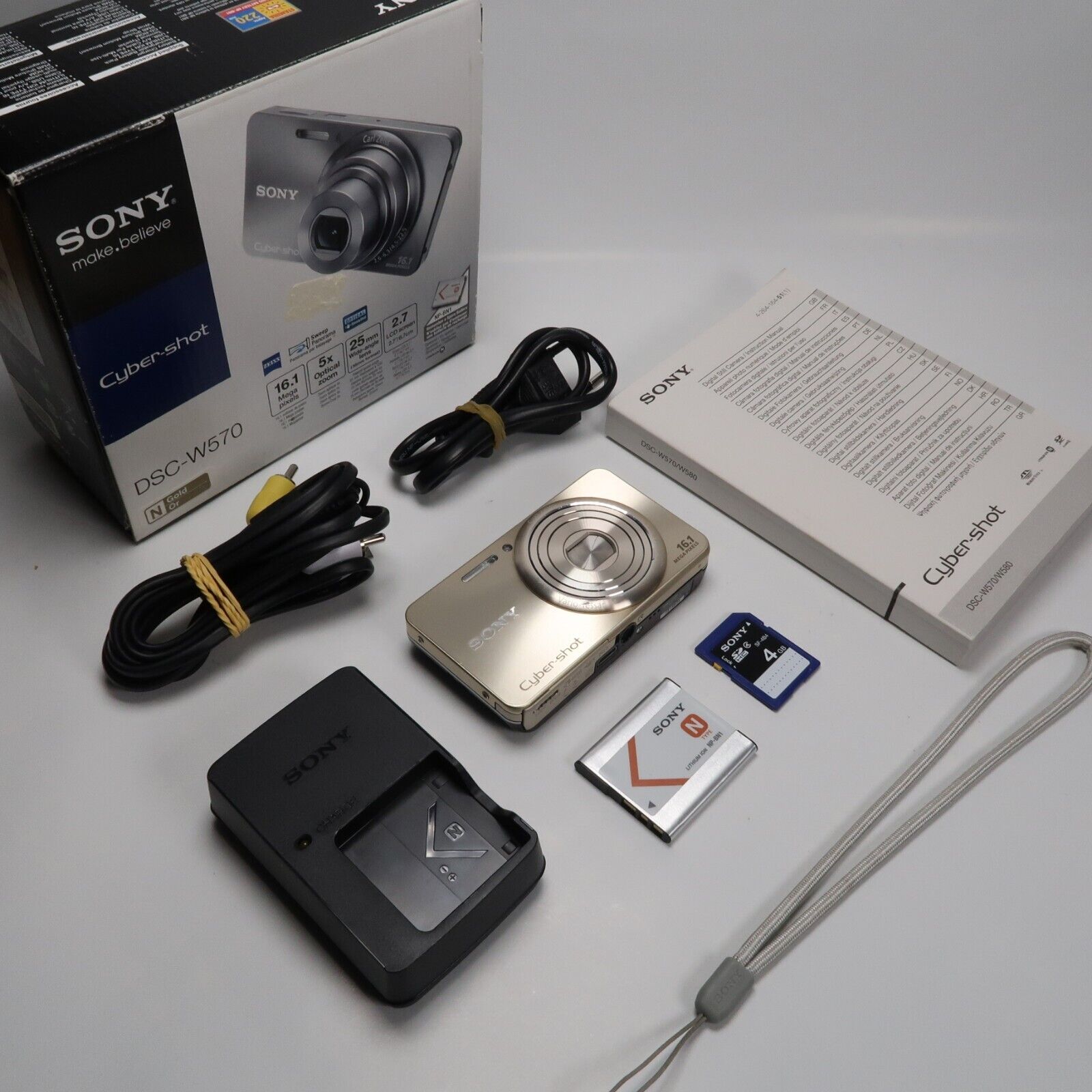 Sony Cyber-Shot DSC-W570 16.1MP 5x Digital Camera Gold – Very Good