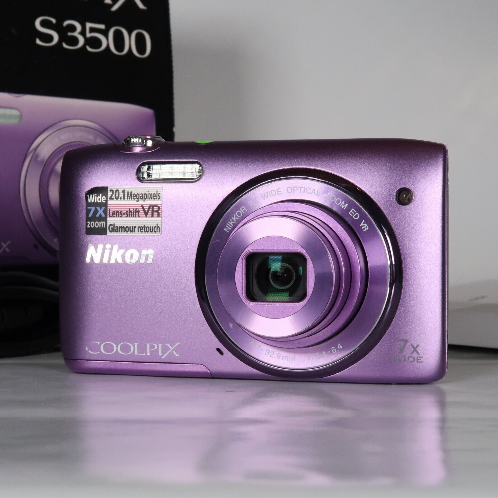 Nikon CoolPix S3500 20.1MP Digital Camera Purple – Mint Condition, Original Packaging