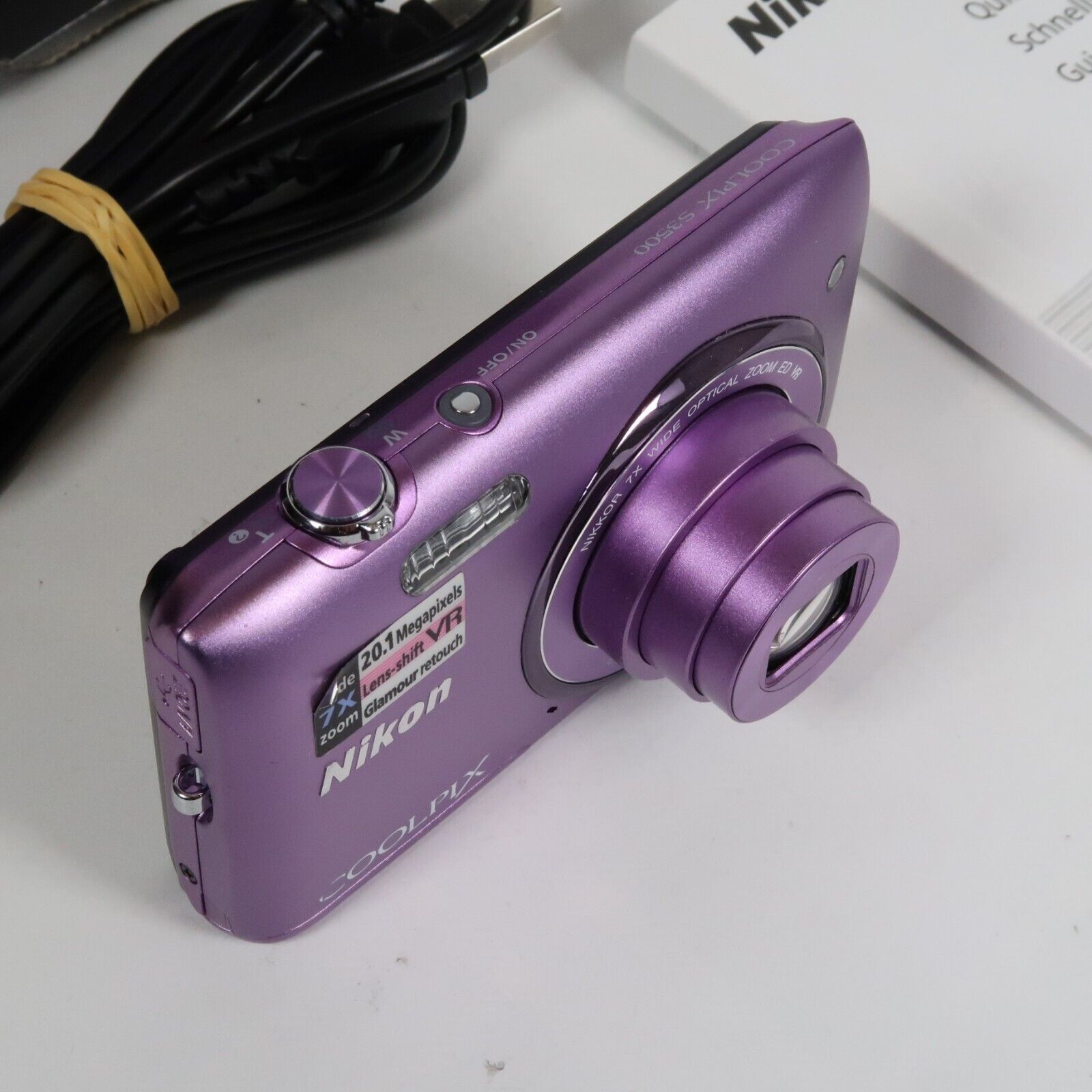 Nikon CoolPix S3500 20.1MP Digital Camera Purple – Mint Condition, Original Packaging