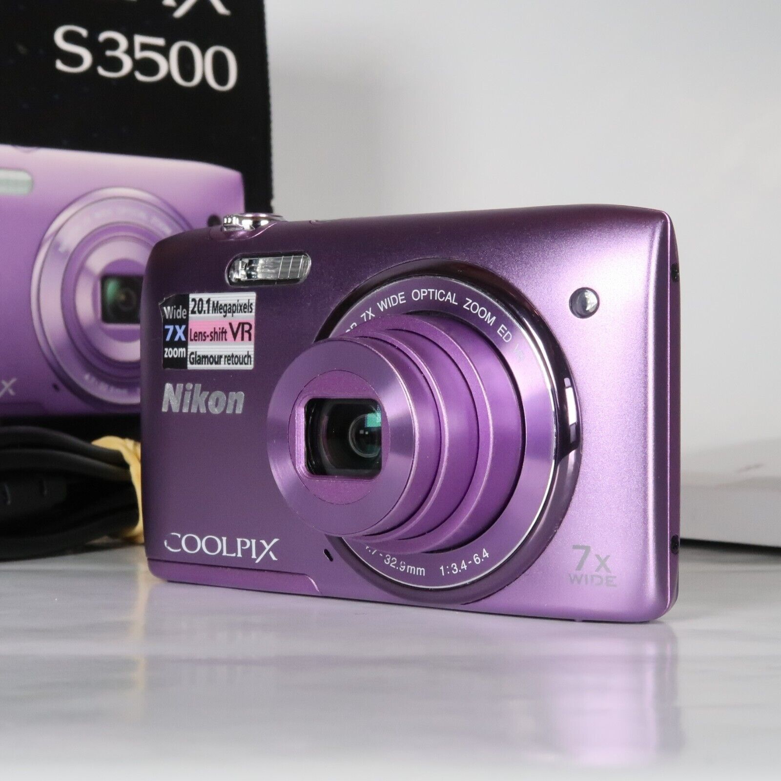Nikon CoolPix S3500 20.1MP Digital Camera Purple – Mint Condition, Original Packaging