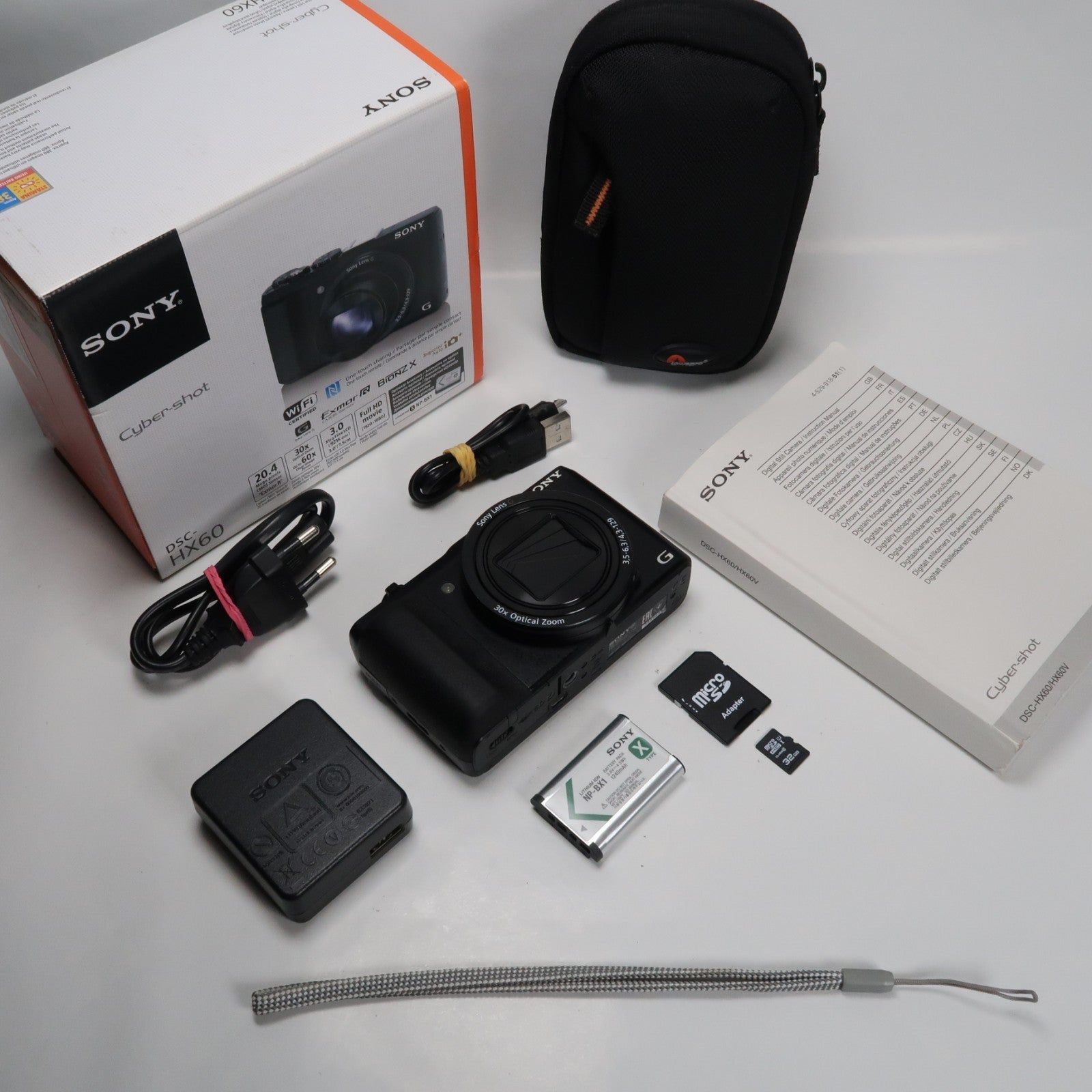 Sony CyberShot DSC-HX60V 20.4MP Digital Camera – Boxed, with Case &amp; 32GB SD Card