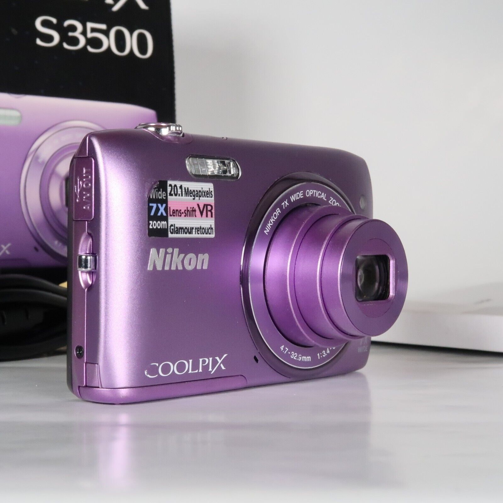 Nikon CoolPix S3500 20.1MP Digital Camera Purple – Mint Condition, Original Packaging